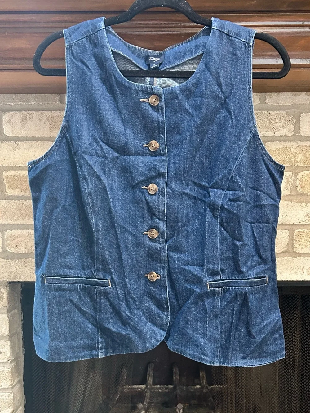 J. Crew Indigo Denim Button-Front Vest EUC